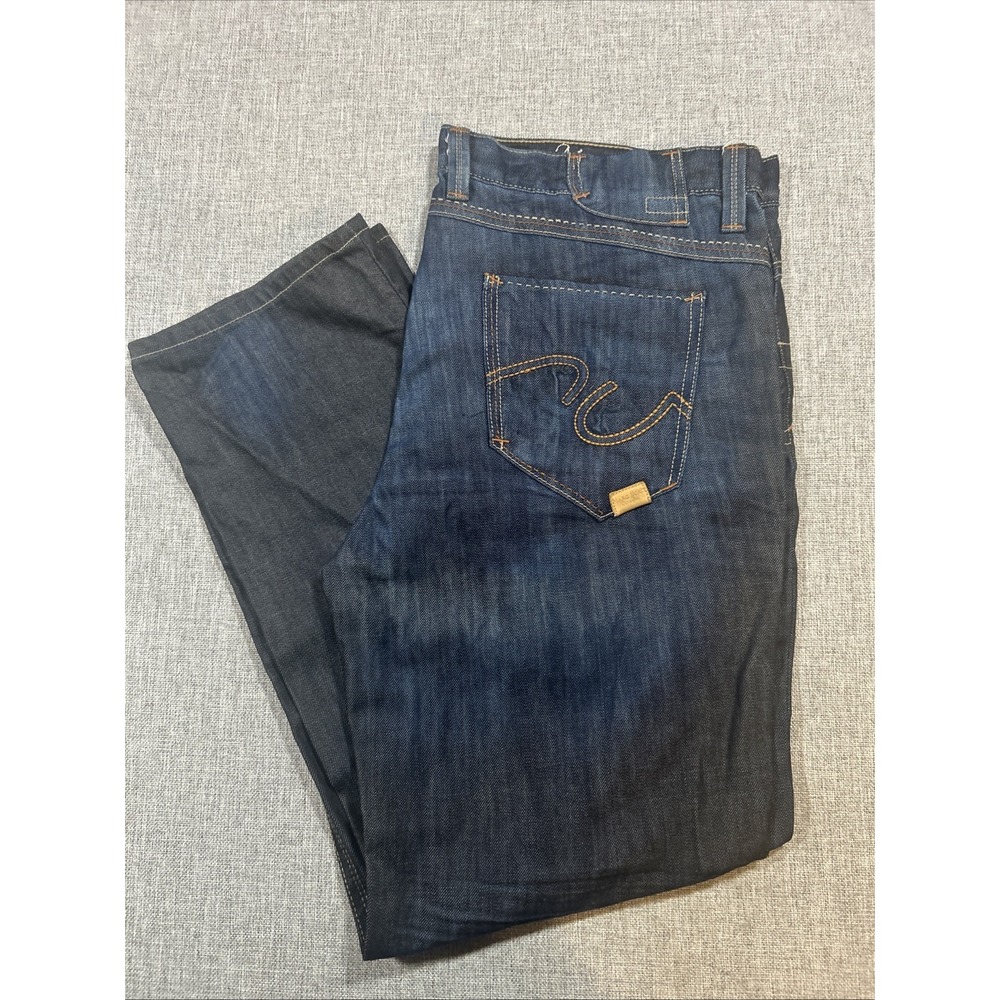 Vintage Marc Ecko Jeans Mens 42x32 Y2K Denim Embroidered Slim Straight